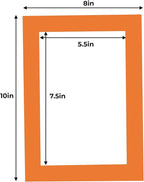 6x8 Mat for 8x10 Frame - Precut Mat Board Acid-Free Show Kit with Backing Board, and Clear Bags Orange 6x8 Photo Matte Made to Fit a 8x10 Picture Frame Matboard for Framing, Pack of 10 Mats