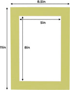 5.5x8.5 Mat for 8.5x11 Frame - Precut Mat Board Acid-Free Show Kit with Backing Board, and Clear Bags Pistachio Green 5.5x8.5 Matte For a 8.5x11 Picture Frame Matboard for Framing, Pack of 25 Mats
