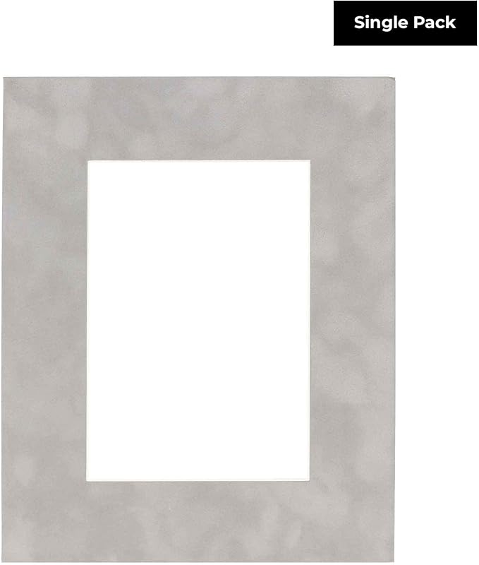 8.5x11 Mat Bevel Cut for 7x9 Photos - Acid Free Light Grey Suede Precut Matboard - For Pictures, Photos, Framing - 4-ply Thickness