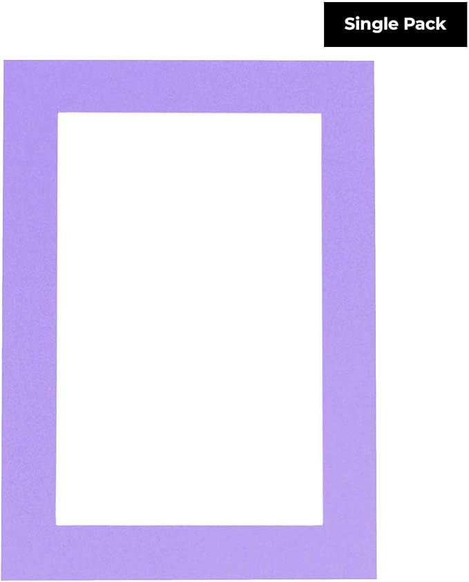 Poster Palooza 8.5x11 Mat Bevel Cut for 7x9 Photos - Acid Free Light Purple Precut Matboard - For Pictures, Photos, Framing - 4-ply Thickness