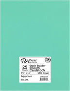 PA Paper Accents Stash Builder Cardstock 8.5" x 11" Aquarium, 65lb colored cardstock paper for card making, scrapbooking, printing, quilling and crafts, 25 piece pack