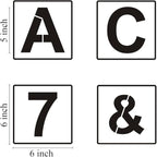 Alphabet Letter and Number Stencils 6 Inch - 40 Pack Large Letters and Numbers Stencil Templates with Signs for Painting on Wood, Reusable Number Letter Stencils for Chalkboard Signs & Wood Wall Art