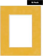 Pack of Ten Acid Free 11x14 Mats Bevel Cut for 8.5x11 Photos - Sunrise Yellow Suede Precut Matboards With Backing Boards and Self Seal Bags for Pictures, Framing - 4-ply Thickness