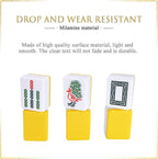 drizzle Chinese Mahjong Game Set - 146 Medium Size Tiles 1.3inch with Instructions - Professional Mah Jong Play Yellow [專業中式麻將]