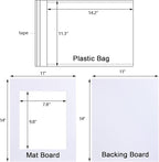 Egofine Pack of 25 White Pre-Cut Mat Board 11x14 Picture Mat for 8x10 Photo with White Core Bevel Cut Mattes Sets. Includes 25 High Premier Acid Free Mats & 25 Backing Board & 25 Clear Bags