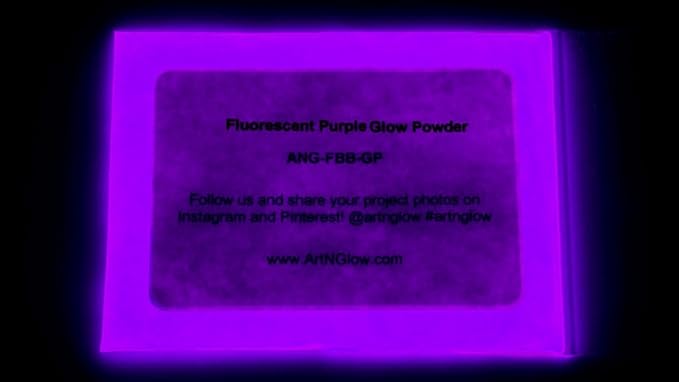 Glow in The Dark Pigment Powder - Neutral and Fluorescent Color for Art Painting, Fine Art, Nail Art Paint, and DIY Crafts - Long Lasting, 10+ Color Options - Fluorescent Purple - (60 Grams/ 2.12 oz)