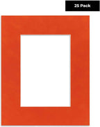 Pack of 25 Acid Free 11x14 Mats Bevel Cut for 8.5x11 Photos - Orange Suede Precut Matboards For Pictures, Photos, Framing - 4-ply Thickness