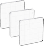 PATIKIL Acrylic Stamp Block, 3 Pack Stamping Block Square Shape with Lines Decorative Mounting Blocks Set for Scrapbooking DIY Crafts Card Making, 2x2