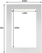 5x7 Mat for 8.5x11 Frame - Precut Mat Board Acid-Free Show Kit with Backing Board, and Clear Bags Metallic Silver 5x7 Photo Matte Made to Fit a 8.5x11 Picture Frame Matboard for Framing, Pack of 1 Mat