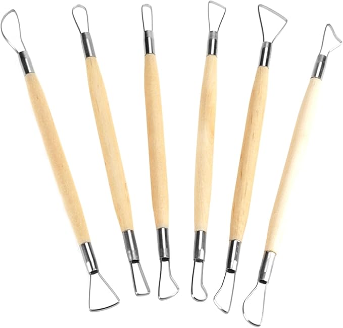 6Pcs Clay Sculpting Tools, Small Double Ended Wax Carving Clay Sculpting Loops Rakes Pottery Tools for Embossing, Carving Tools and Supplies