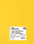 PA Paper Accents Stash Builder Cardstock 8.5" x 11" Raincoat Yellow, 65lb colored cardstock paper for card making, scrapbooking, printing, quilling and crafts, 25 piece pack
