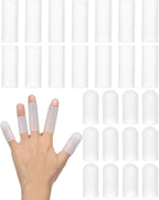EORTA 30 Pieces Silicone Finger Cots Gel Finger Protector Gloves Fingertip Protect Moisturizing Covers for Embroidery, Cutting, Hands Cracking, Open and Closed fingertip, White