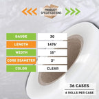 PSBM White Stretch Wrap, 15 Inch x 1476 Feet, 144 Pack, Tinted Pre-Stretched Shrink Wrap Film for Moving, Packaging, Pallet Wrapping