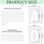 4 Inch 42 Pcs Reusable Letter Number Symbol Stencils, Plastic Painting Templates for Wood Wall Fabric Rock Chalkboard Signage School Door Porch DIY Art Craft Decoration Projects