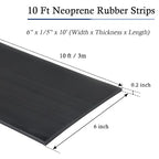 Neoprene Rubber Strips Self Adhesive Solid Rubber Sheets, Rolls & Strips for DIY Gaskets Crafts Pads Seals Warehouse Flooring Neoprene Sheet with Adhesive Backing (6" Wide x 1/5" Thick x 10' Long)