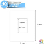 MBC Mat Board Center, 10 Pack 11x14 for 5x7 White Picture Mats Frame Mattes, Bevel Cut, Acid Free, 4-ply Thickness