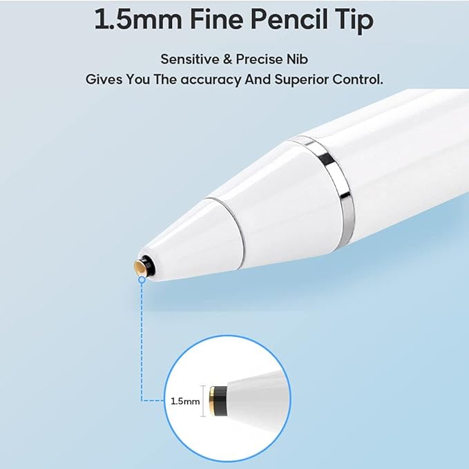 Stylus Pen for iOS Android Touch Screens Pencil Compatible with iPad/iPad Pro/Air/Mini/iPhone/Cellphone/Kindle/Apple Tablet Drawing Pencil (White)