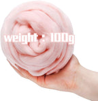 3.53oz Wool Roving Needle Felting Wool Pure Wool, Chunky Yarn, Spinning Wool Roving for Needle Felting Wet Felting DIY Hand Spinning (Meat Pink)
