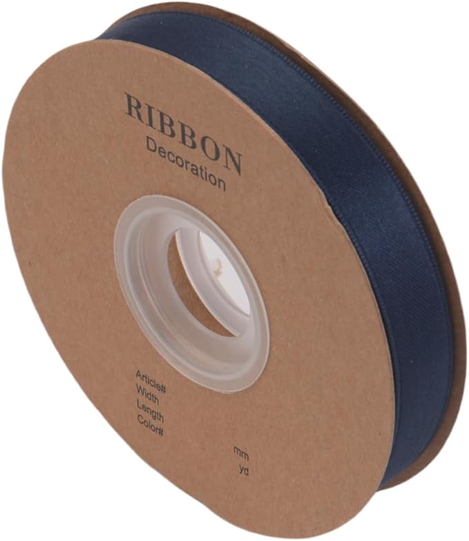 Double Side Satin Ribbon, Continuous 20 Yards,Use for Craft Bows Bouquet, Gift Wrapping, Wedding Decoration, Floral Arrangement (Dark Blue, 5/8 inch)