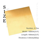 20 Gauge Brass Sheet，H62 Brass Plates Metal 0.031" Thickness x 3.9" Width x 3.9" Lenght, for Models, Crafts, Repairs, Electrical, 2Pcs