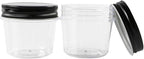 Novelinks 4 Ounce Plastic Jars with Black Lids - Refillable Round Clear Containers for Kitchen & Household Storage - BPA Free (40 Pack)