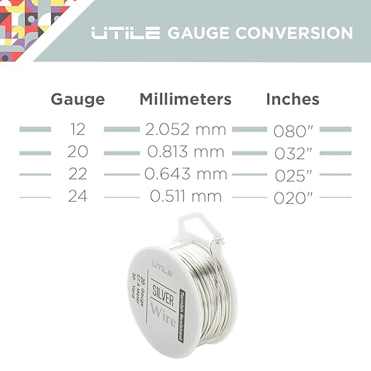 UTILE 18 20 22 24 Gauge 90 ft 99.9% Pure Soft Copper Wire for Electroculture Gardening, Jewelry Making, Crafting Wire Bendable, Plant Wire (Silver 22)