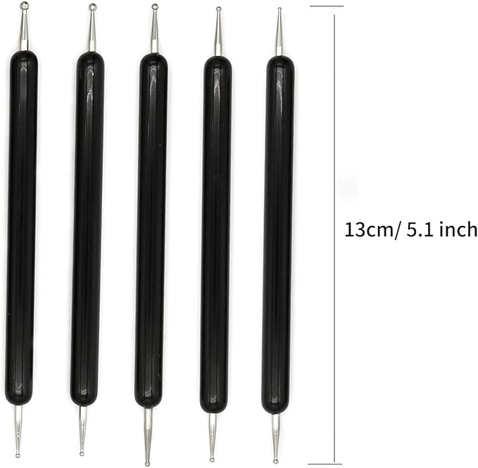 4 Set Embossing Stylus Double End Tracing Dotting Tool, 20 Pcs Ball Embossing Stylus Double End Tracing Dotting Tool for Pottery Clay Craft, Embossing Art (Black)