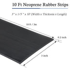 Neoprene Rubber Strips Self Adhesive Solid Rubber Sheets, Rolls & Strips for DIY Gaskets Crafts Pads Seals Warehouse Flooring Neoprene Sheet with Adhesive Backing (3" Wide x 1/5" Thick x 10' Long)