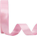 LaRibbons 1 Inch 50 Yard Double Faced Satin Ribbon,Rose Pink Satin Craft Fabric Ribbon for Gift Wrapping Floral Bouquets Wedding Party Decoration