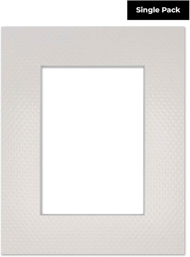 8.5x11 Mat Bevel Cut for 7x9 Photos - Acid Free Golf Ball Texture Precut Matboard With Backing Board and Crystal Clear, Self Seal Photo Mat Bag - For Pictures, Photos, Framing - 4-ply Thickness