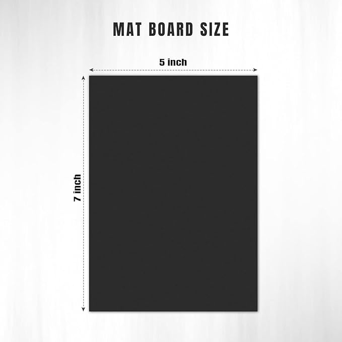 AUEAR, 15 Pack 5x7 Uncut Matte Boards Black Photo Mat Board Great for Picture Framing, Print, Artwork