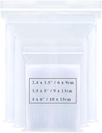 Small Plastic Bags for Jewelry 300pcs 3 Assorted Sizes Clear Zipper Baggies Jewelry Storage Bags 2 Mil for Beads Board Games Pill Travel 2.4 x 3.5/3.5 x 5/4 x 6 Inch (8 Sizes to Choose from)