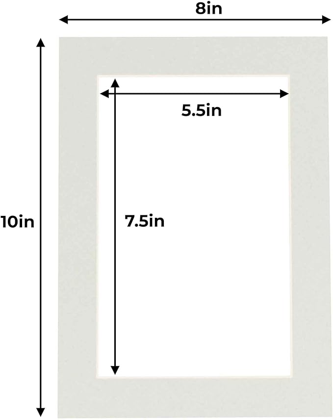 8x10 Mat for 6x8 Photo - Precut Grey Picture Matboard for Frames Measuring 8 x 10 Inches - Bevel Cut Matte to Display Art Measuring 6 x 8 Inches - Acid Free ONE MAT