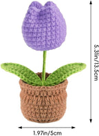 Tulip Pin Cushion, Handmade Knitted Pincushions, Cute Pin Cushions Needle Holders for Sewing Quilting Accessory, DIY Crafts or Patchwork Decor.Flowerpot Design Purple Tulip