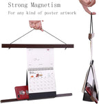 Ywlake Magnetic Poster Hanger, 20x28 20 x 30 20x24 Poster Frame Wood Wooden Magnet Print Posters Dowel Scroll Hanger Hangers Hanging Kit for Walls Map Canvas Artwork (Walnut, 20")
