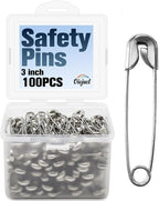 Large Safety Pins - 3 Inch Heavy Duty Big Safety Pins, 100 PCS for Sewing, Crafts, and Clothing