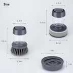 Dish Brush with Soap Dispenser, Kitchen Scrub Brush for Dishes Pots Pans Sink Cleaning, Dish Scrubber with Holder Set (Grey 2-Pack Combo Set)