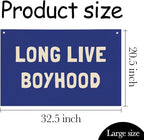 Long Live Boyhood Banner, Boys Room Decor, Canvas Banner Wall Hanging Flag Decor for Nursery Playroom Toddler Room