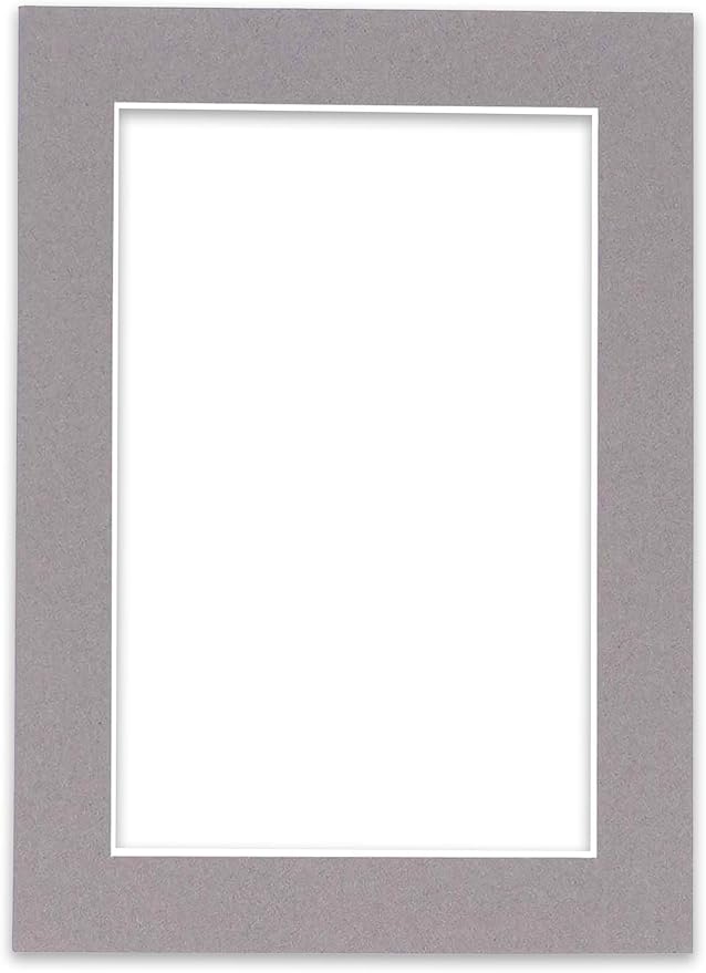 8x10 Mat Bevel Cut for 5.5x8.5 Photos - Acid Free Charcoal Grey Precut Matboard With Backing Board and Crystal Clear, Self Seal Photo Mat Bag - For Pictures, Photos, Framing - 4-ply Thickness
