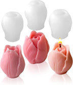 JDH 3 PCS Tulip Flower Silicone Molds 3D Floral Resin Candle Soap Mold,Candle molds for Candle Making for DIY Resin Crafts,Cake Decoration,Flower Fondant & Home Decor Casting