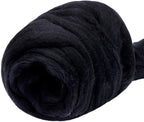 3.53oz Wool Roving Yarn, Wool Felting Supplies, Pure Wools, Chunky Yarn, Spinning Wool Roving for Needle Felting Wet Felting DIY Hand Spinning (Black)