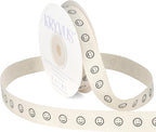 Smiley Faces Ribbon - 5/8 Inch x 12 Yards Natural Twill Tape Ribbon, Cotton Herringbone Ribbons for Gift Wrapping, Birthdays, Weddings, Christmas, Anniversaries, Valentine's Day, Mother's Day