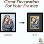 Mat Board Center, Double Mat - Acid Free, 8-ply Thickness, White Core - for Pictures, Photos, Framing (Black Over Gold, 8x10 for 5x7, Pack of 5)