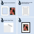 Mat Board Center, Double Mat - Acid Free, 8-ply Thickness, White Core - for Pictures, Photos, Framing (White Over Black, 16x20 for 11x14, Pack of 5)