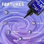 UV Resin 500g, Clear Beginner-Friendly Kit with Silicone Tools, Upgraded Formula & Crystal Clear for Jewlery Making, Craft, 250g*2 Resin UV Kit for Earring, Pendant, DIY