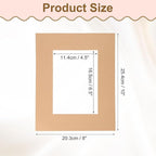 Picture Mats, 8 x 10 for 5 x 7 Pictures Acid Free White Core Bevel Cut Frame Mattes for Display Art Measuring, Kraft Paper Color