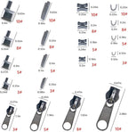Platinum 48-Piece Metal Zipper Repair Accessories Set - DIY Sewing Kit with Zipper Head Slider, Retainer Box, Insert Pin, Top & Bottom Stoppers for 3# 5# 8# 10# Zippers
