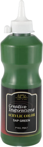Creative Inspirations Acrylic Paint - Sap Green - 500 mL Bottle - Smooth & Creamy Consistency, Vibrant Pigmentation, Great Coverage for Artists - Clean Up with Soap & Water