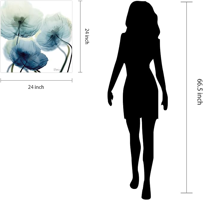 Empire Art Direct Frameless Free Floating Tempered Glass Panel Graphic Wall Art Ready to Hang, 24" x 24", Unfocused Beuaty, Blue Flower