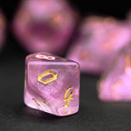 7-Die DND Dice Set Polyhedral Dice Set with a Leather Dice Bag, D&D Dice Set for Dungeons and Dragons, RPG Table Games (Pink/G)